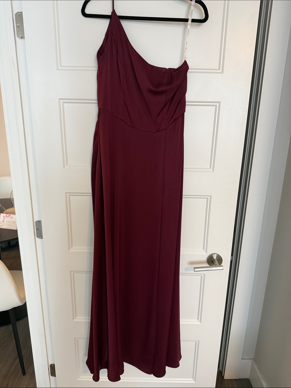 David's Bridal One-Shoulder Wine Formal Gown